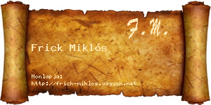 Frick Miklós névjegykártya